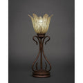 Bronze Finish Mini Table Lamp with Vanilla Leaf Glass Z701
