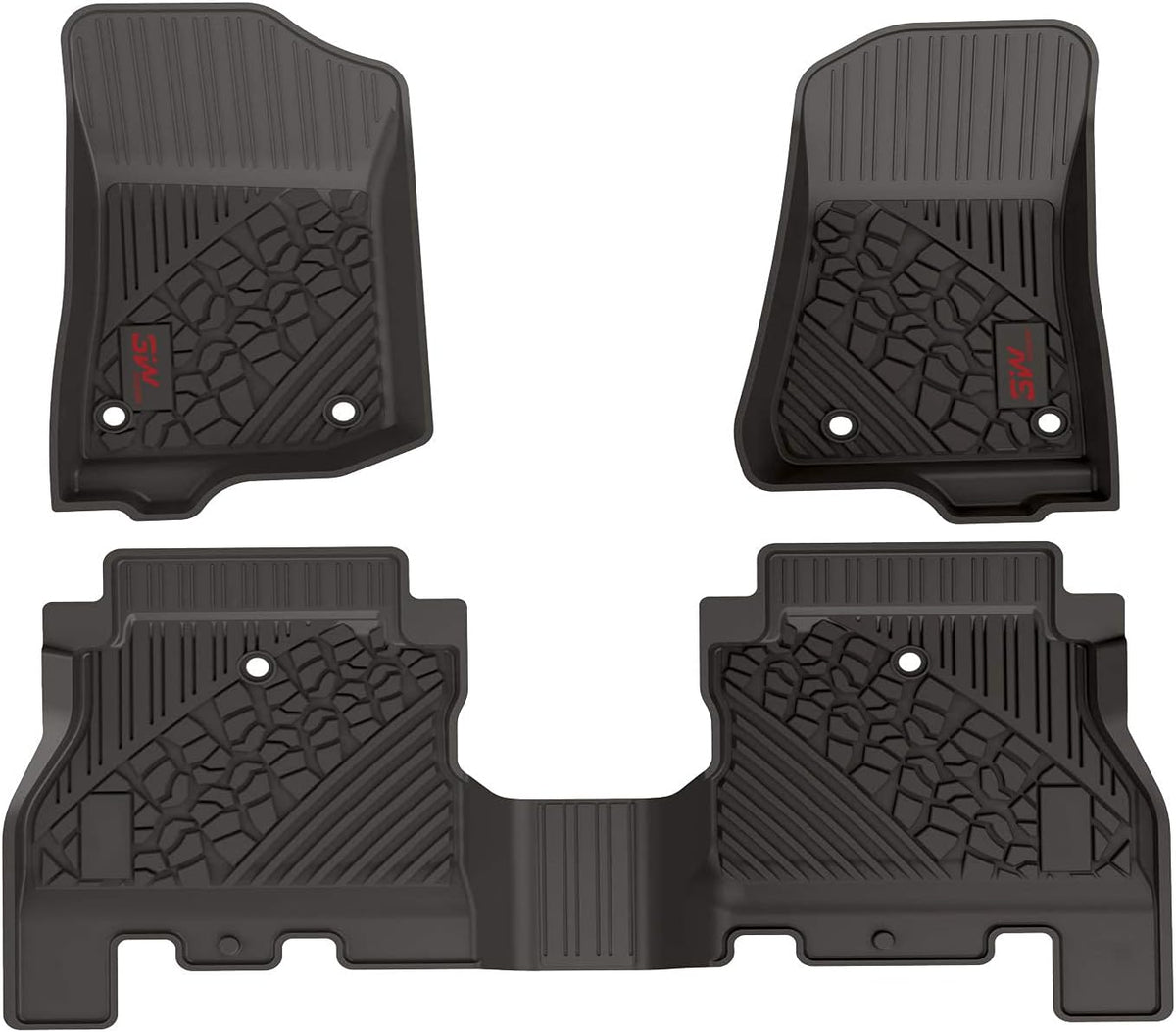 Black TPE Floor Mats for Jeep Gladiator 2020-2022, 1st & 2nd Row Full Set C467630