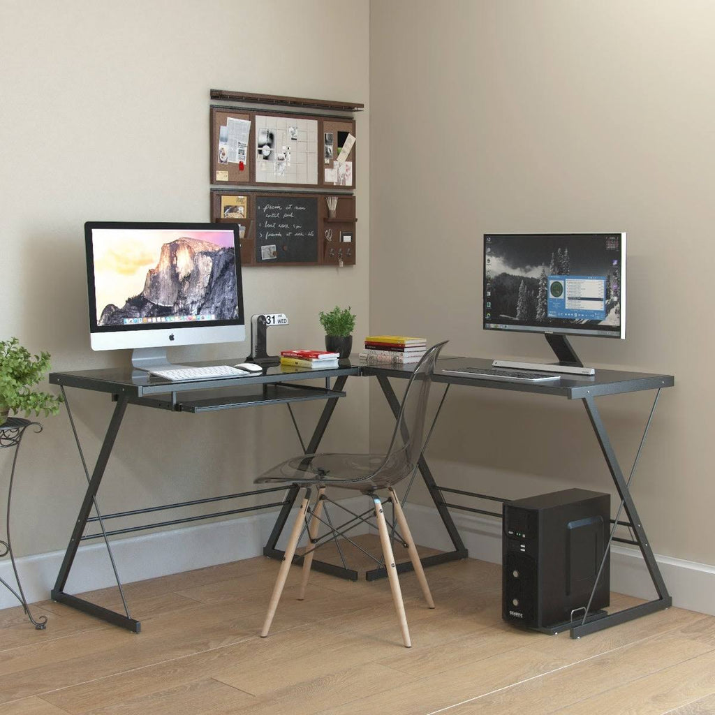 Black 3-Piece Corner L-Shaped Computer Desk Y253
