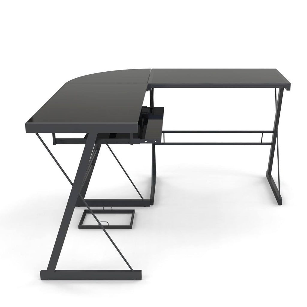 Black 3-Piece Corner L-Shaped Computer Desk Y253