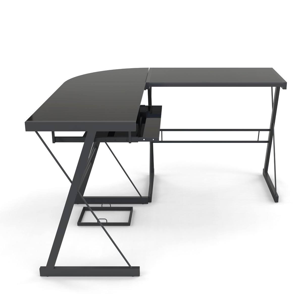 Black 3-Piece Corner L-Shaped Computer Desk Y253