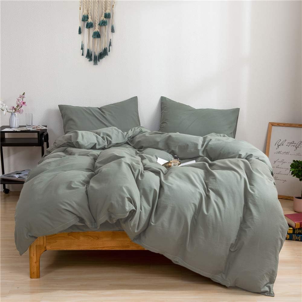 Twin Cotton Embroidered Cactus Reversible Duvet Cover Set with Zipper Closure S9340