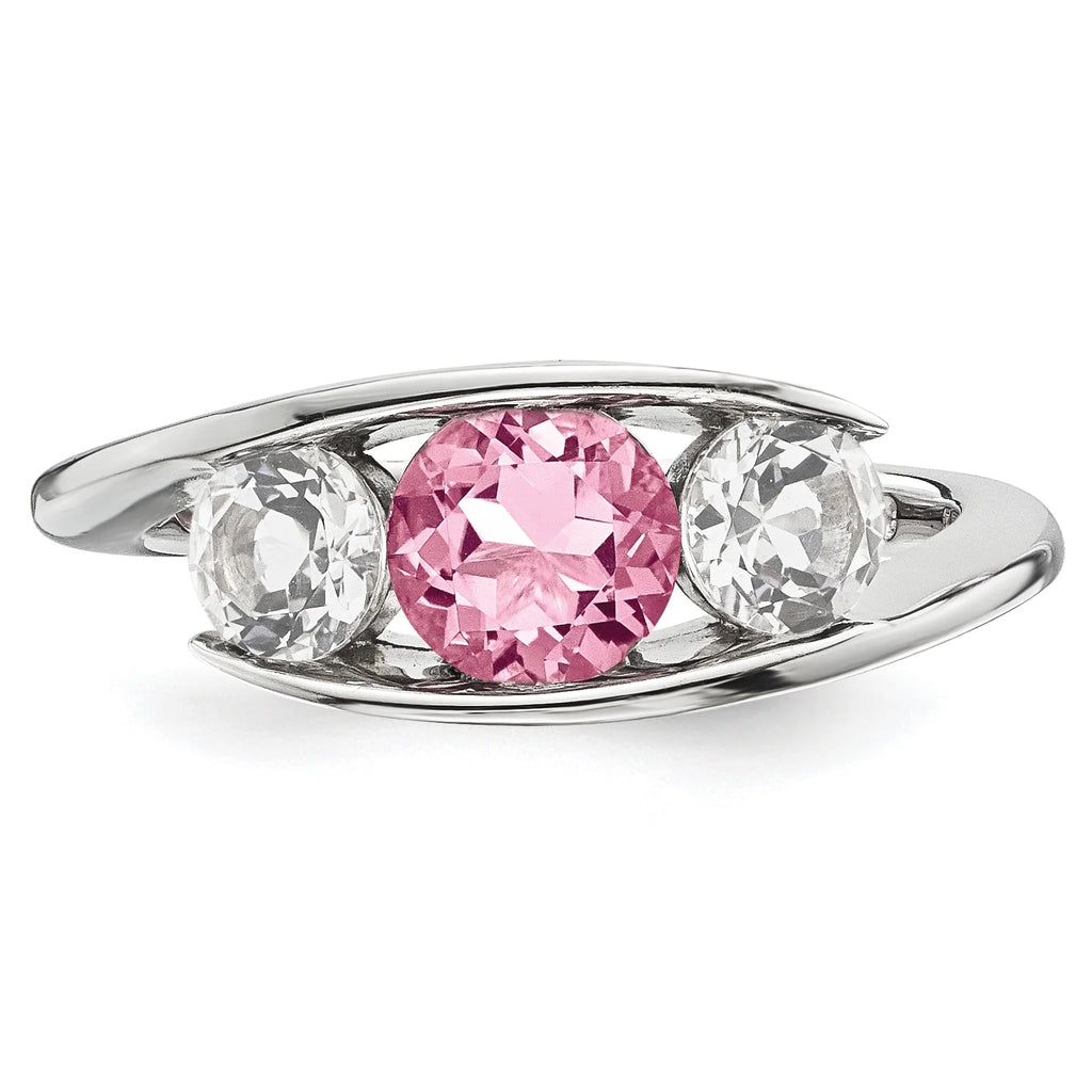 Clear/Pink Swarovski Topaz Ring Size 6 Z463056