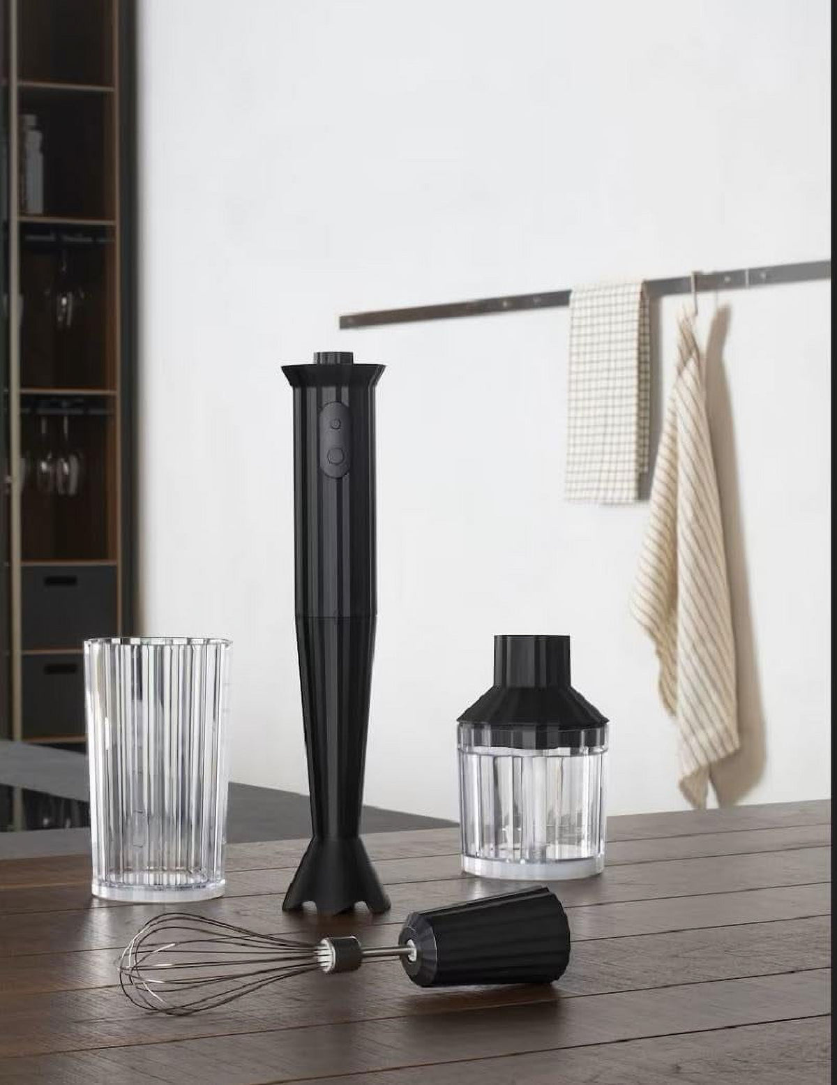 Black Hand Blender with Measuring Jug, Whisk and Chopper C225664