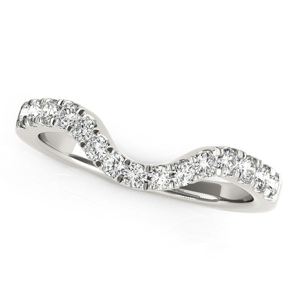 14k White Gold Curved Wedding Ring Diamonds (1/3 cttw) Size 8.5 S49450