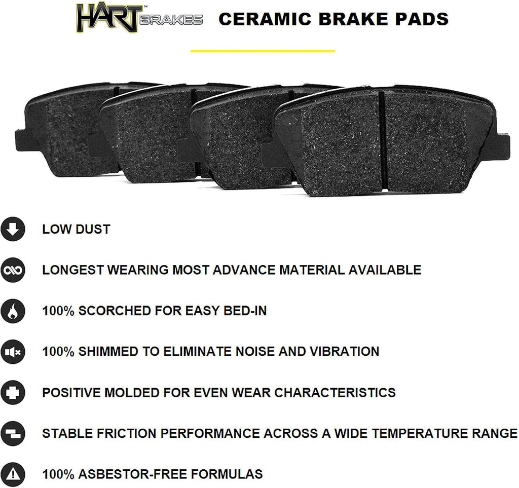 Front Black Hart Drilled Brake Rotors and Brake Pad T552646