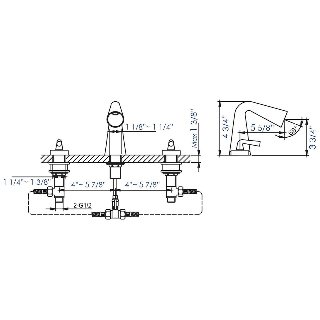 Brushed Nickel Widespread Bathroom Faucet C5871