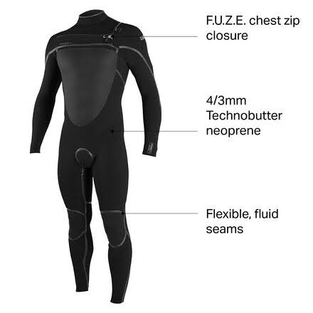 Black/Black Large Chest Zip Full Wetsuit P4886