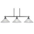 Matte Black 3 Island Light with 12 Italian Ice Glass B5443