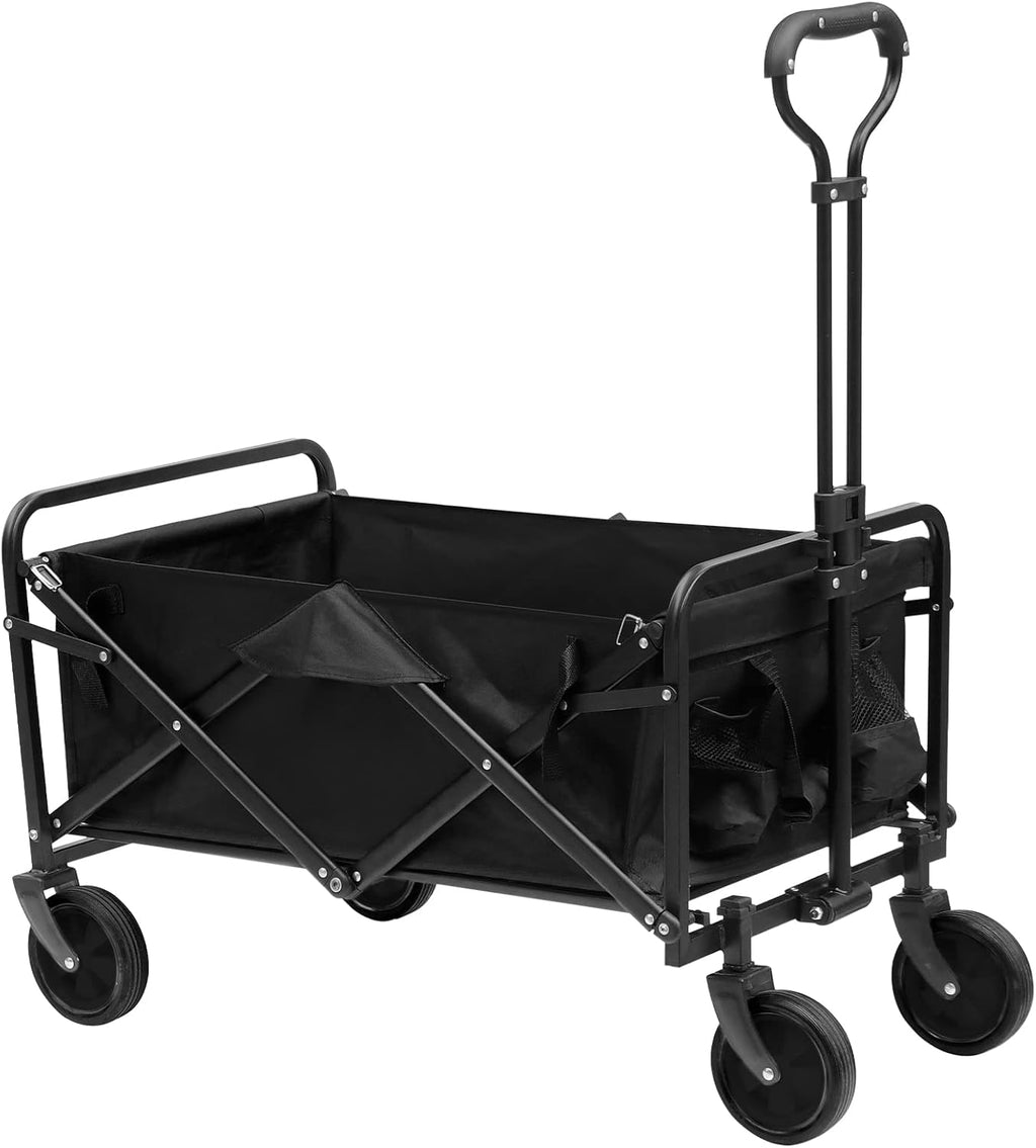 Black Collapsible Folding Wagon with 5 Solid Rubber Wheels E871