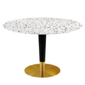 White Gold Round Wood Metal Dining Table Y255184