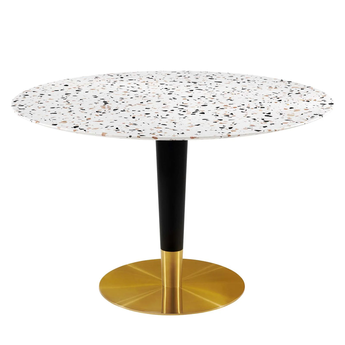 White Gold Round Wood Metal Dining Table Y255184