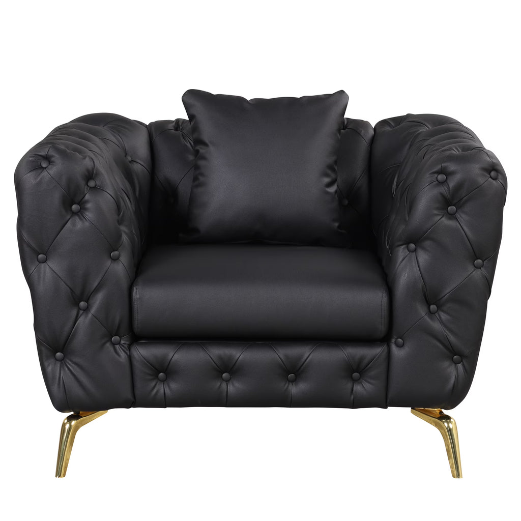 Black PU Upholstered Sofa with Metal Legs X2683