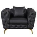 Black PU Upholstered Sofa with Metal Legs X2683