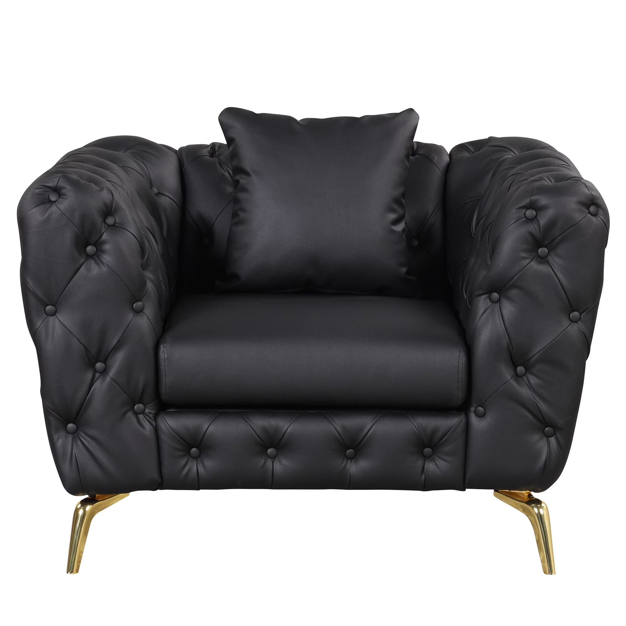 Black PU Upholstered Sofa with Metal Legs X2683