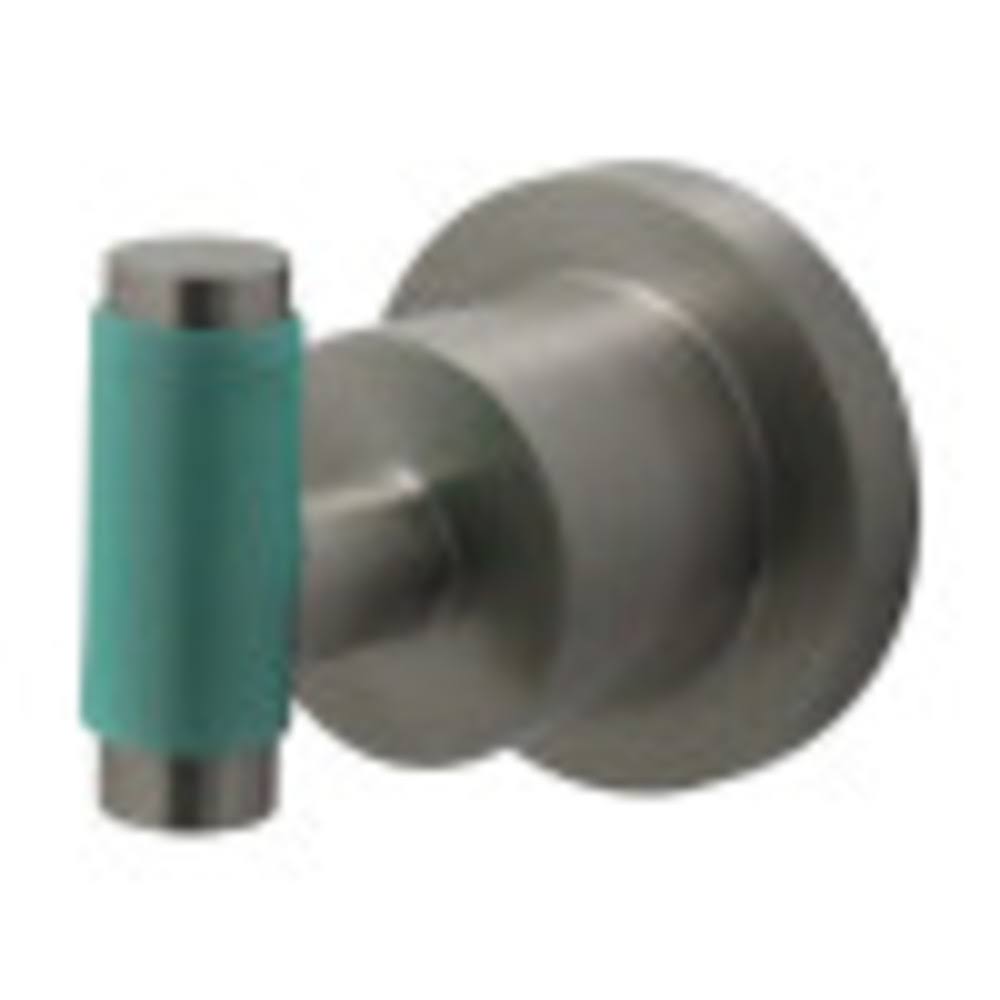 Green Eden Satin Nickel Robe Hook with Neoprene Sleeve Z379