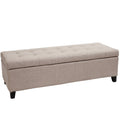 Beige Tufted Fabric Storage Ottoman Bench D29535