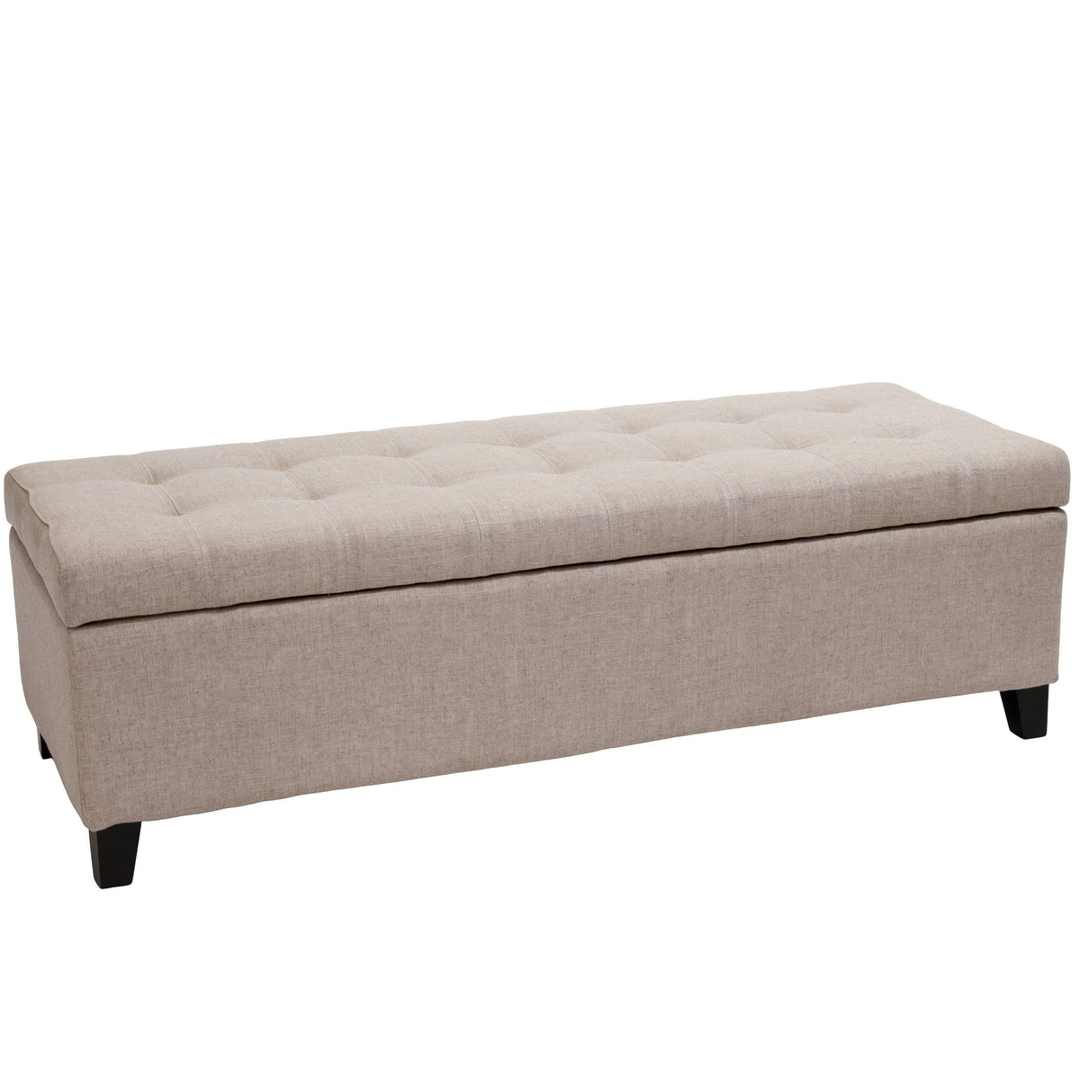 Beige Tufted Fabric Storage Ottoman Bench D29535