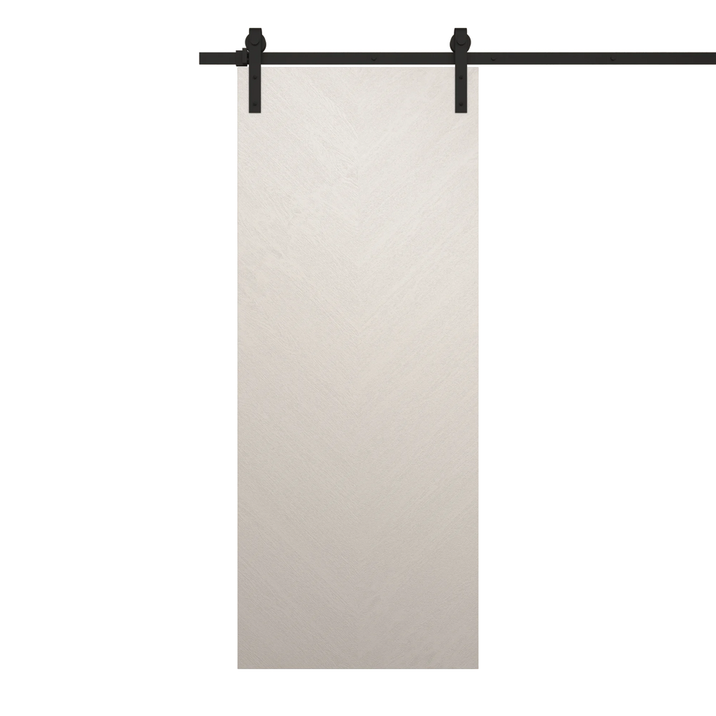 Painted White Oak Barn Door with Rail Track Hardware Set W1246