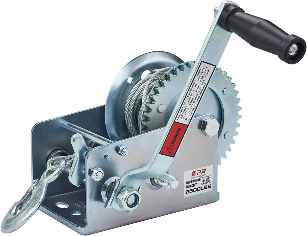 2500lbs Hand Winch with 32ft Steel Cable, Pack of 2 E234688