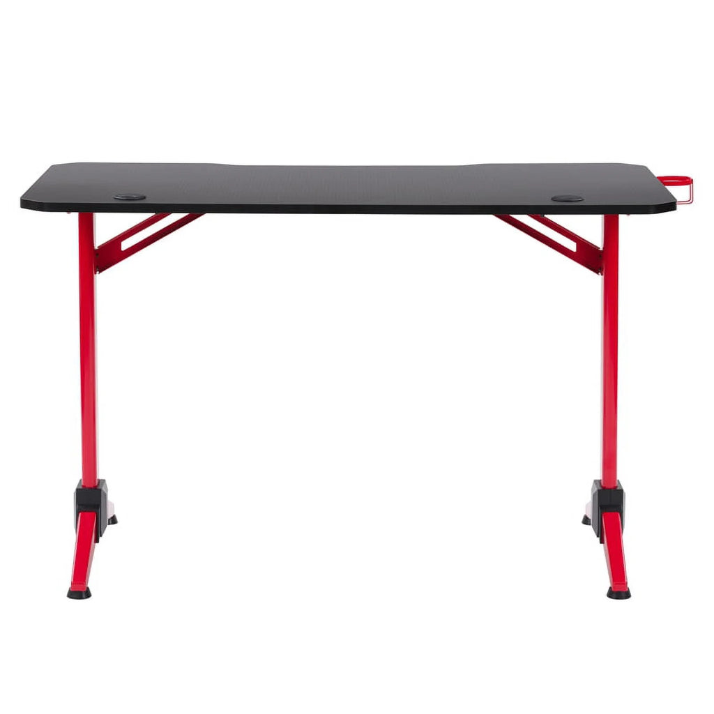 Black and Red Engineered Wood Gaming Desk J3304