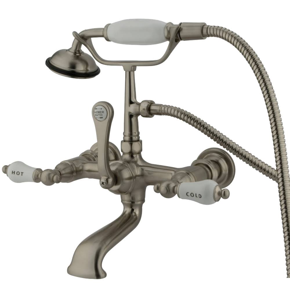 Vintage Satin Nickel Wall Mount Clawfoot Tub Filler with Hand Shower F94832