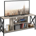 Gray Wood TV Stand with Storage Shelves X148006