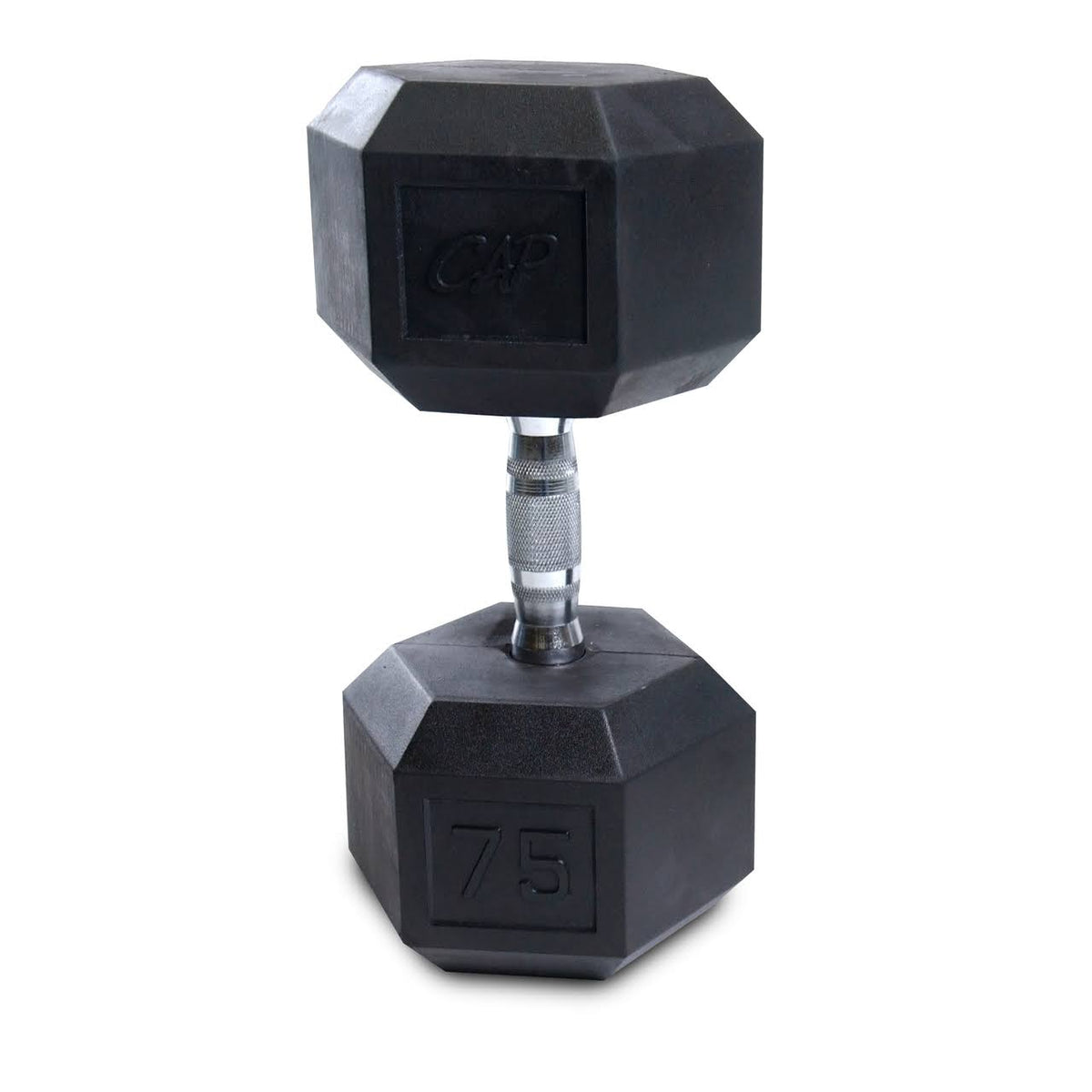 75 lbs Rubber Coated Hex Dumbbell V850901