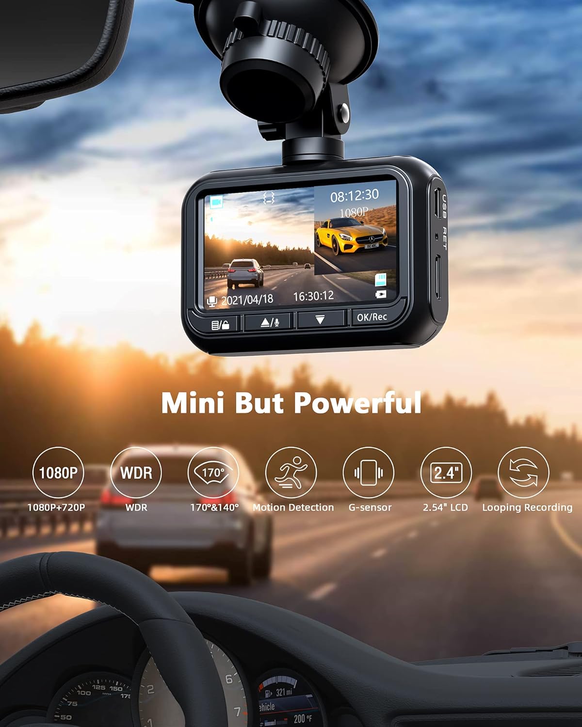1080P Full HD Dual Dash Cam Front and Rear with Waterproof Backup Cam X552