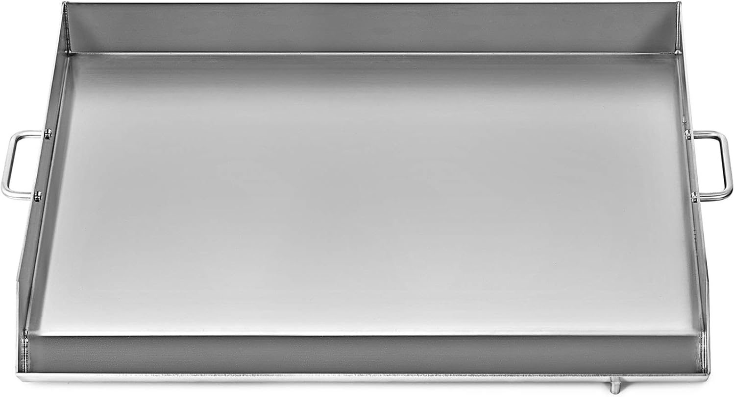 Stainless Steel Griddle 32 X 17 Flat Top Rectangular Plate with 2 Handles and Grease Groove R9424
