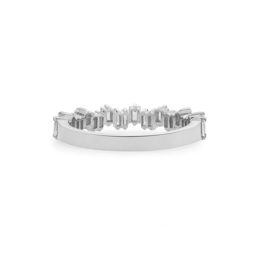 0.63Cttw Baguette Cut Diamond Ring 18K White Gold Size 6.5 T252