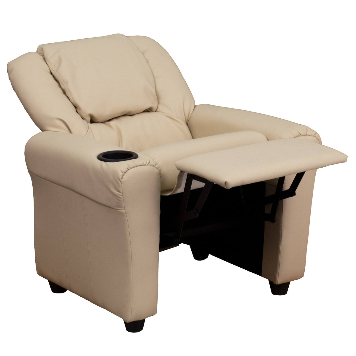 Orange Vinyl Kids Recliner with Cup Holder and Headrest C476