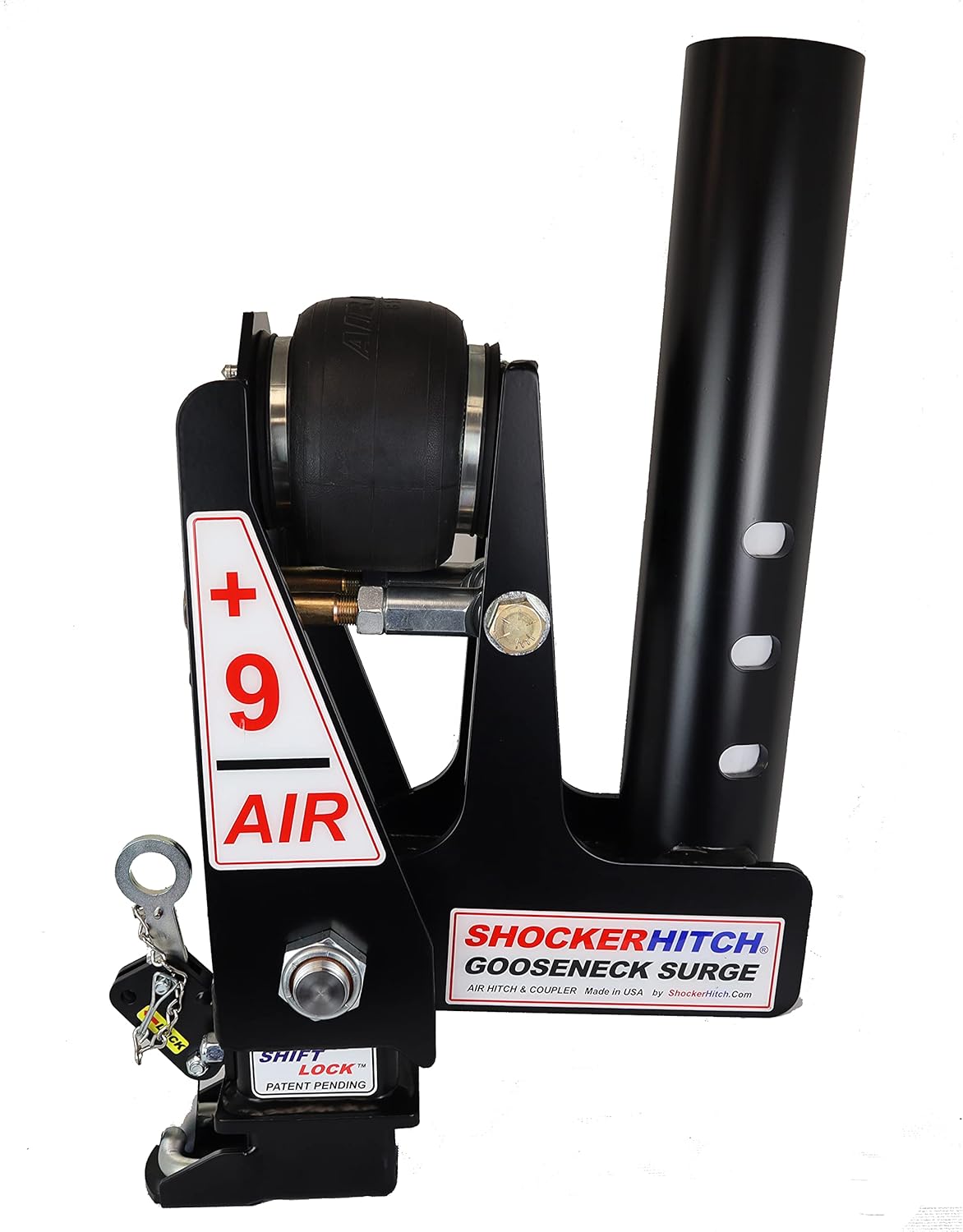 Gooseneck Air Hitch & Coupler, Round 3-15/16" Angled Pin 30K Coupler 9" Offset Z7592