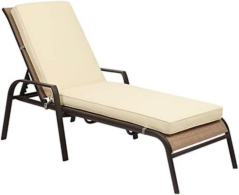Beige Olefin Fabric Patio Chaise Lounger Cushion 72 x 21 x 3 Inch I4432
