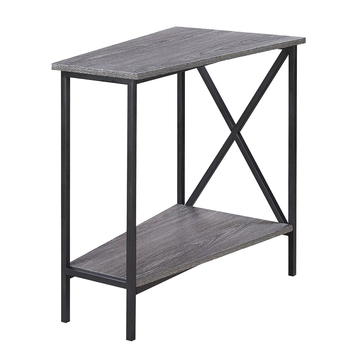 White Faux Marble Wedge End Table J343