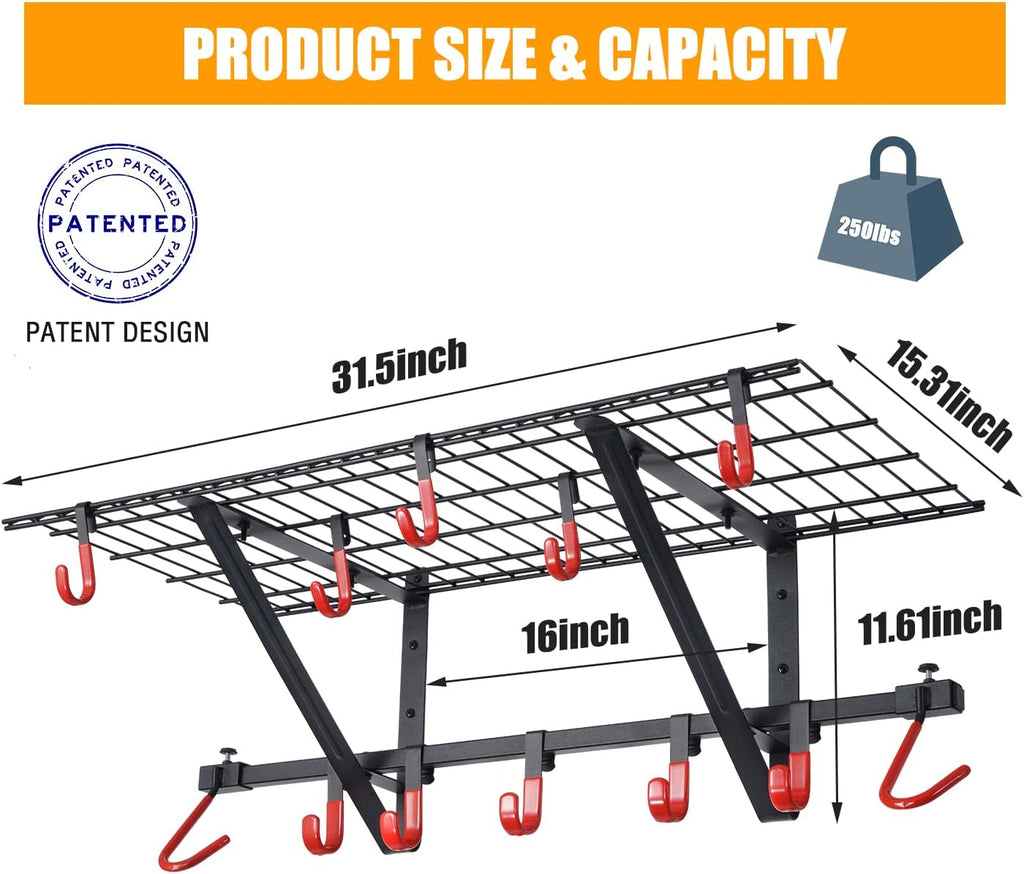 Garage Wall Shelving 1 Pack with Vertical Bike Hanger, Powder Coated Steel T36118
