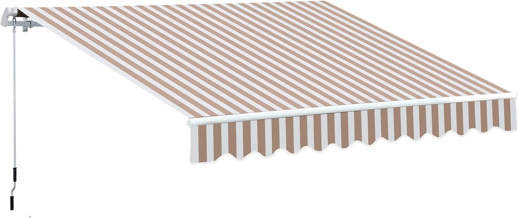 12' x 8' Retractable Patio Awning Canopy with Manual Crank Handle Q96433