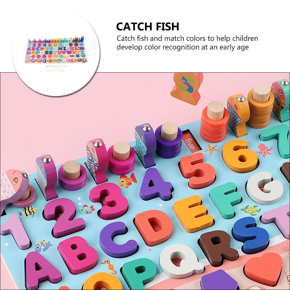 Wooden Magnetic Fishing Bricks Game Plaything G492