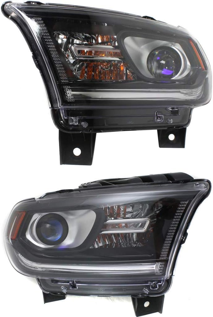 Pair Black Housing Headlight for Dodge Durango 2014 2015 W219