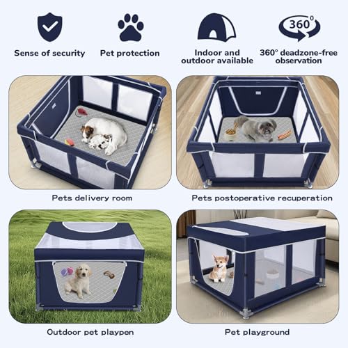 42x42x25 Inch Oxford Fabric Pet Playpen with Gate V47517