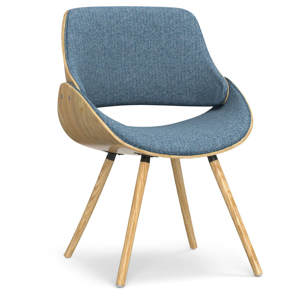 Denim Blue Polyester Linen Bentwood Dining Chair Y9872