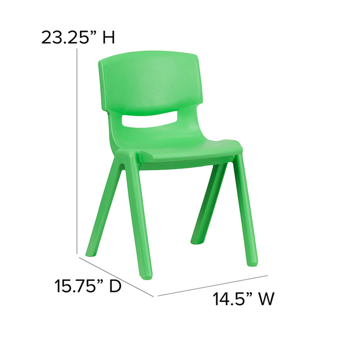 Green Plastic Stackable School Chair, 2 Pack M9430