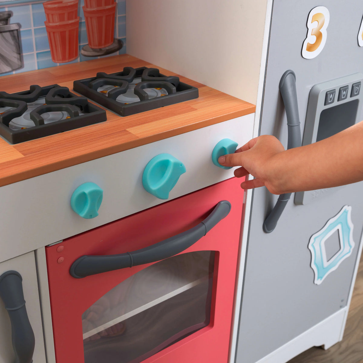 Gray and Pink Magnetic Play Kitchen B96238