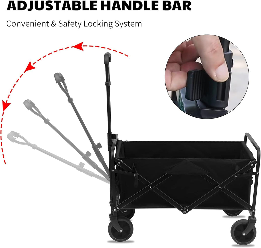 Black Collapsible Folding Wagon with 5 Solid Rubber Wheels E871