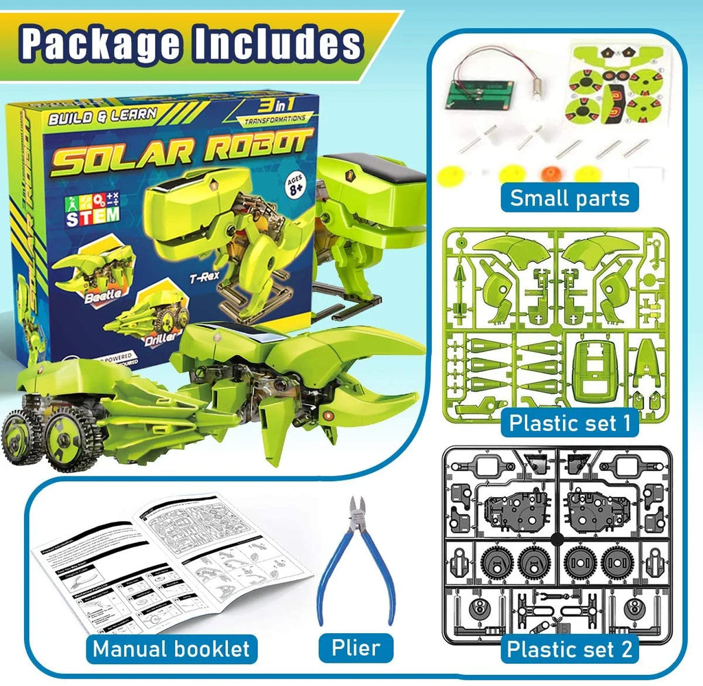 Solar Robot Kit 3-in-1 DIY Dinosaurs Robot Science Kits Toys K933137