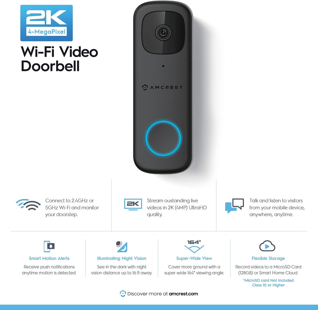 4MP Wireless WiFi Video Doorbell Camera with 2-Way Audio C262