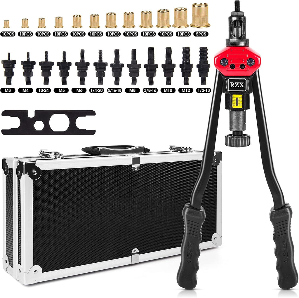 16 Rivet Nut Tool Set with 115Pcs Assorted Rivet Nuts and aluminum Carrying Case H18237