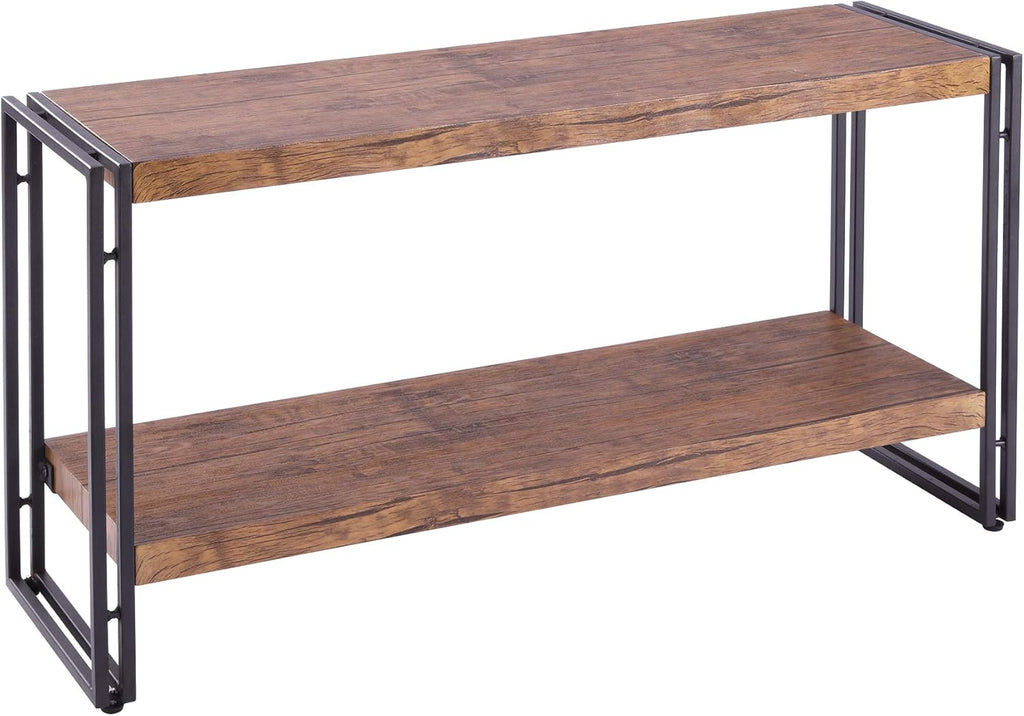 3 Tier Rustic Industrial Bookshelf with Open Wood Shelves, Sonoma Oak T506755