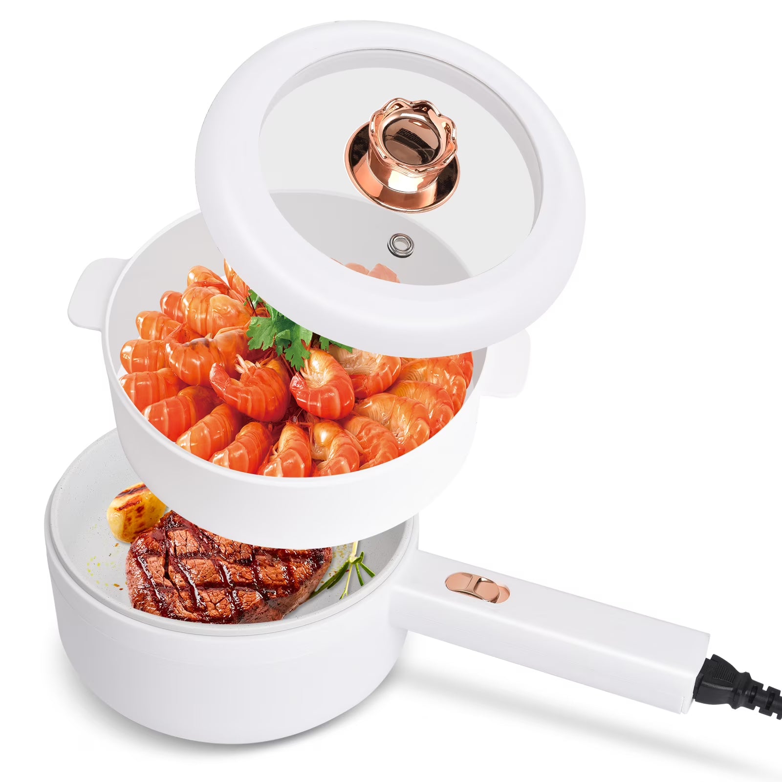 1.6L Non-stick Electric Hot Pot with Steamer A979