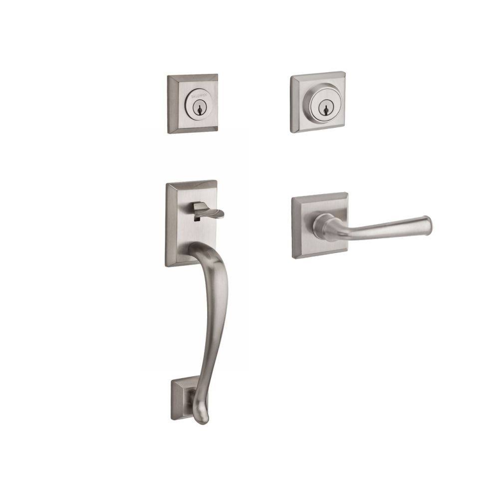 Satin Nickel Handleset with Federal Lever Square Rose L9668